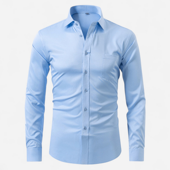 Herrenhemd mit langen Ärmeln, Kragen und durchgehender Knopfleiste-Men Shirt-Alpenkind