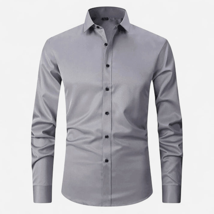 Herrenhemd mit langen Ärmeln, Kragen und durchgehender Knopfleiste-Men Shirt-Alpenkind