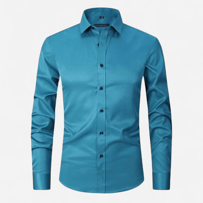 Herrenhemd mit langen Ärmeln, Kragen und durchgehender Knopfleiste-Men Shirt-Alpenkind