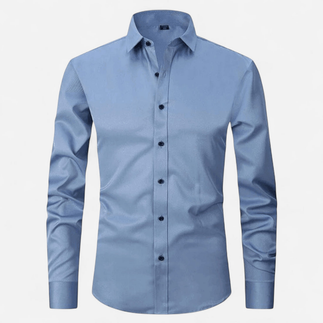 Herrenhemd mit langen Ärmeln, Kragen und durchgehender Knopfleiste-Men Shirt-Alpenkind