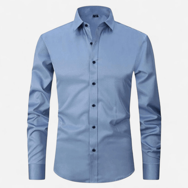 Herrenhemd mit langen Ärmeln, Kragen und durchgehender Knopfleiste-Men Shirt-Alpenkind