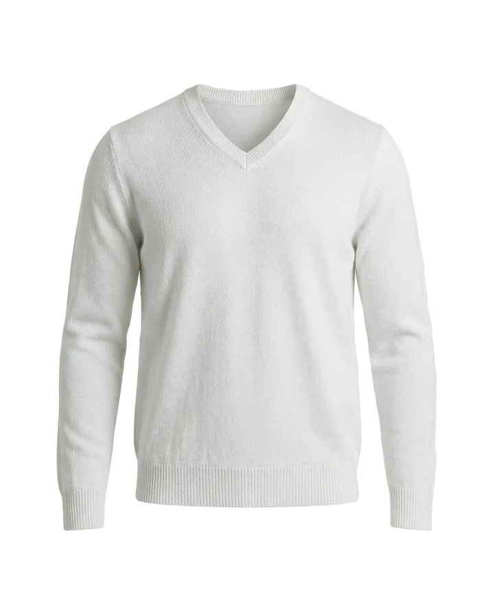 Herrenpullover mit langen Ärmeln, V-Ausschnitt und gerader Form-Men Sweaters-Alpenkind