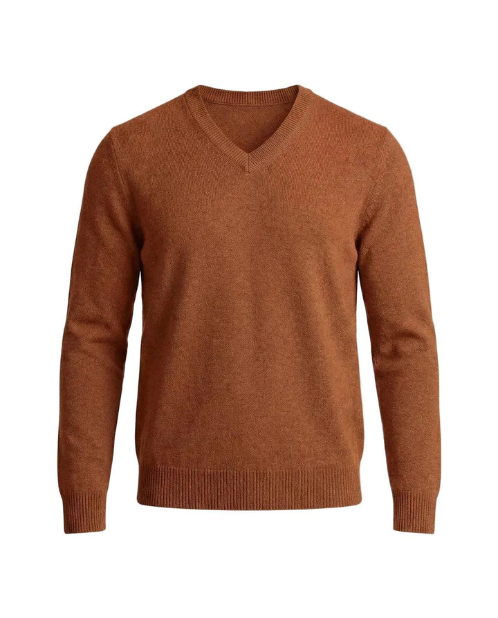 Herrenpullover mit langen Ärmeln, V-Ausschnitt und gerader Form-Men Sweaters-Alpenkind
