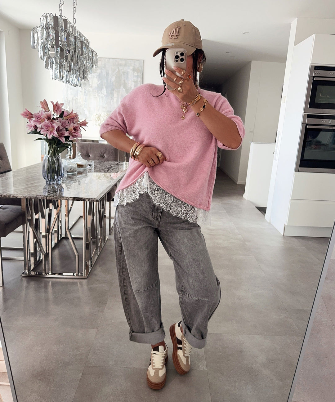 Oversize T-Shirt Midda Spitze Rosa Ladypolitan ♡