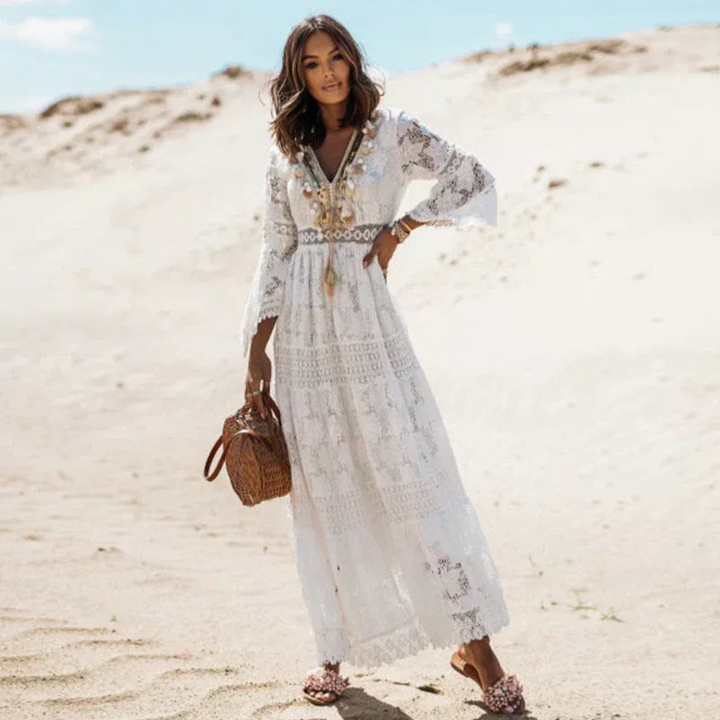 Hiltrud | Damen Sommerkleid Maxi Für Urlaub Und Sommer