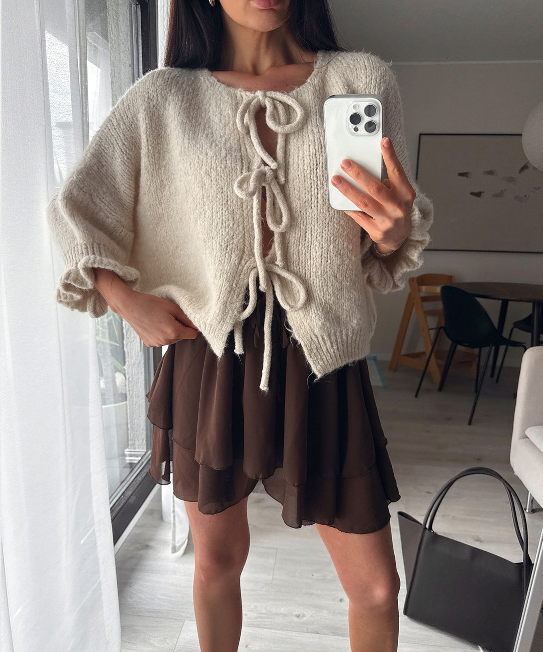 Cardigan Schleife Fia Dreiviertel Beige Ladypolitan ♡