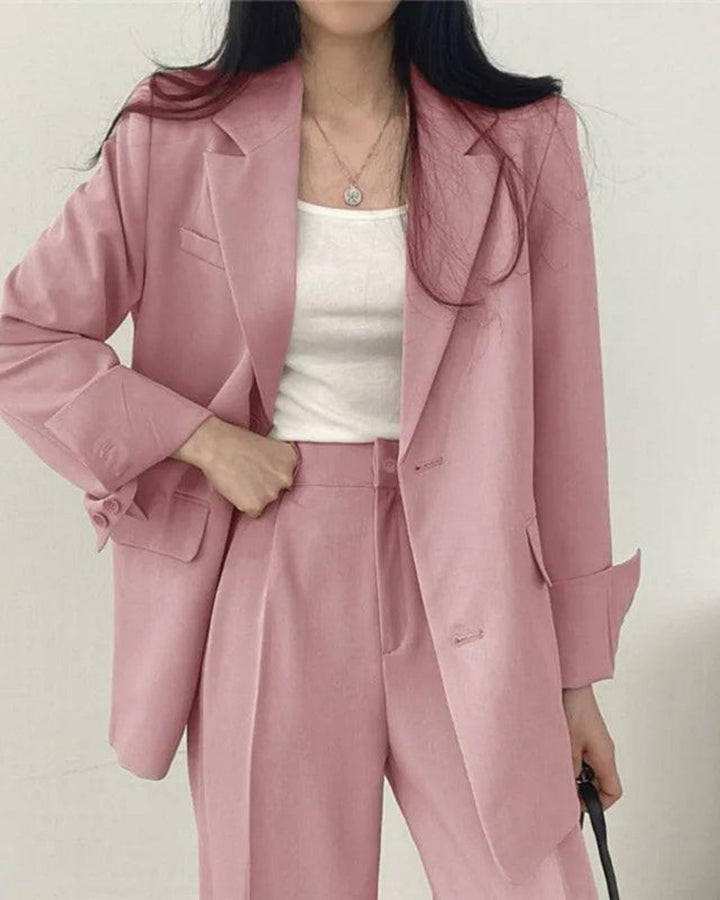 Hosenanzug Set mit Long-Blazer und Hose – Oversize Damen Set
