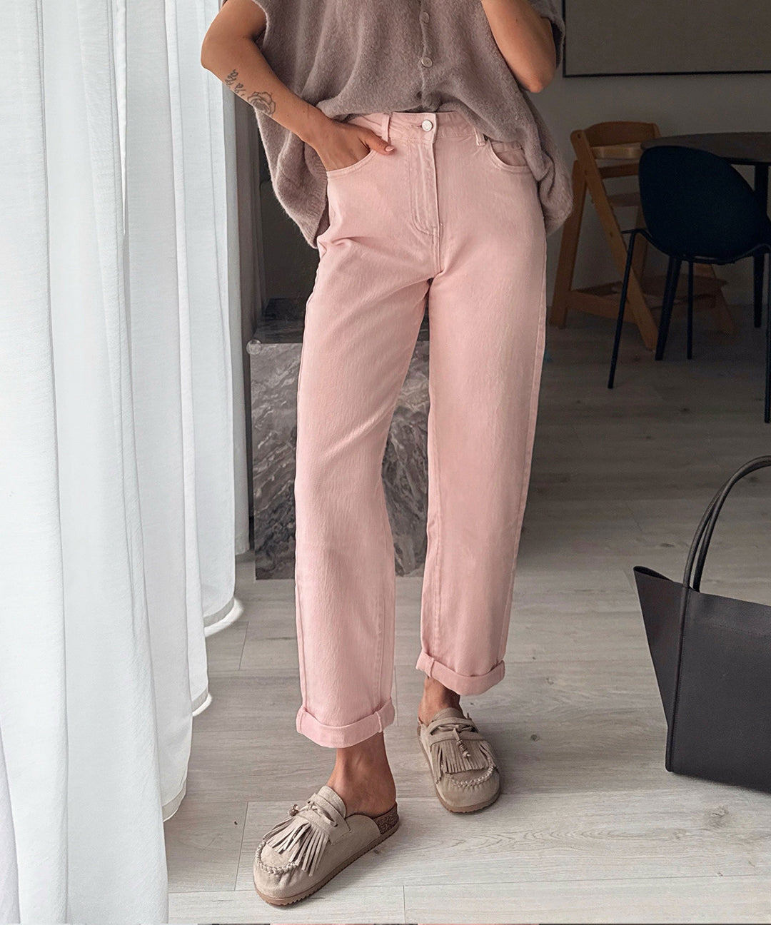 Stretch Mom Jeans Leava Rosa Ladypolitan ♡