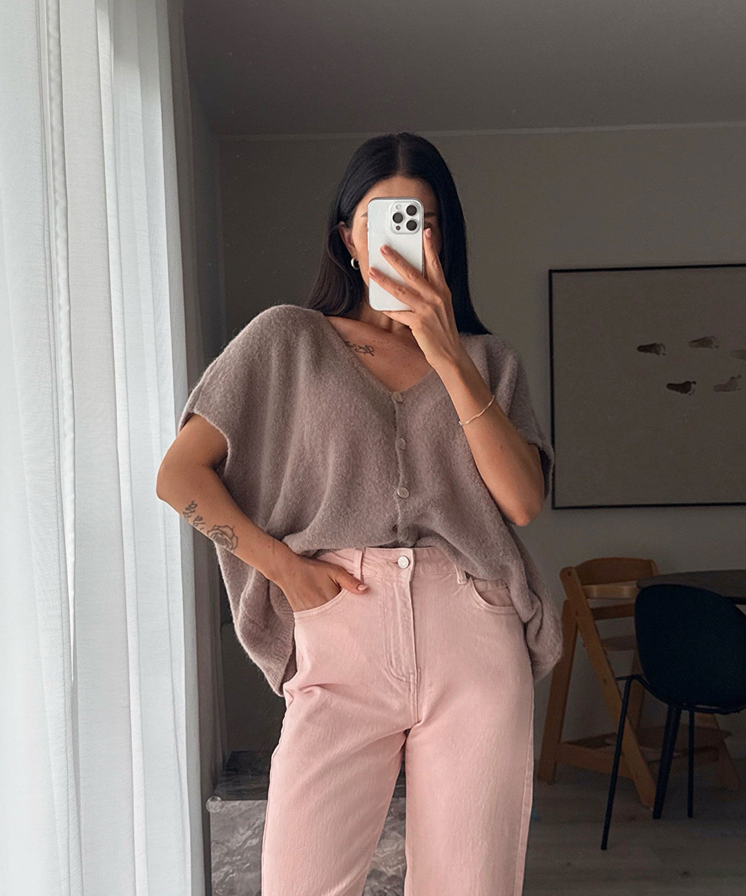 Kurzarm Cardigan Liz Taupe Ladypolitan ♡