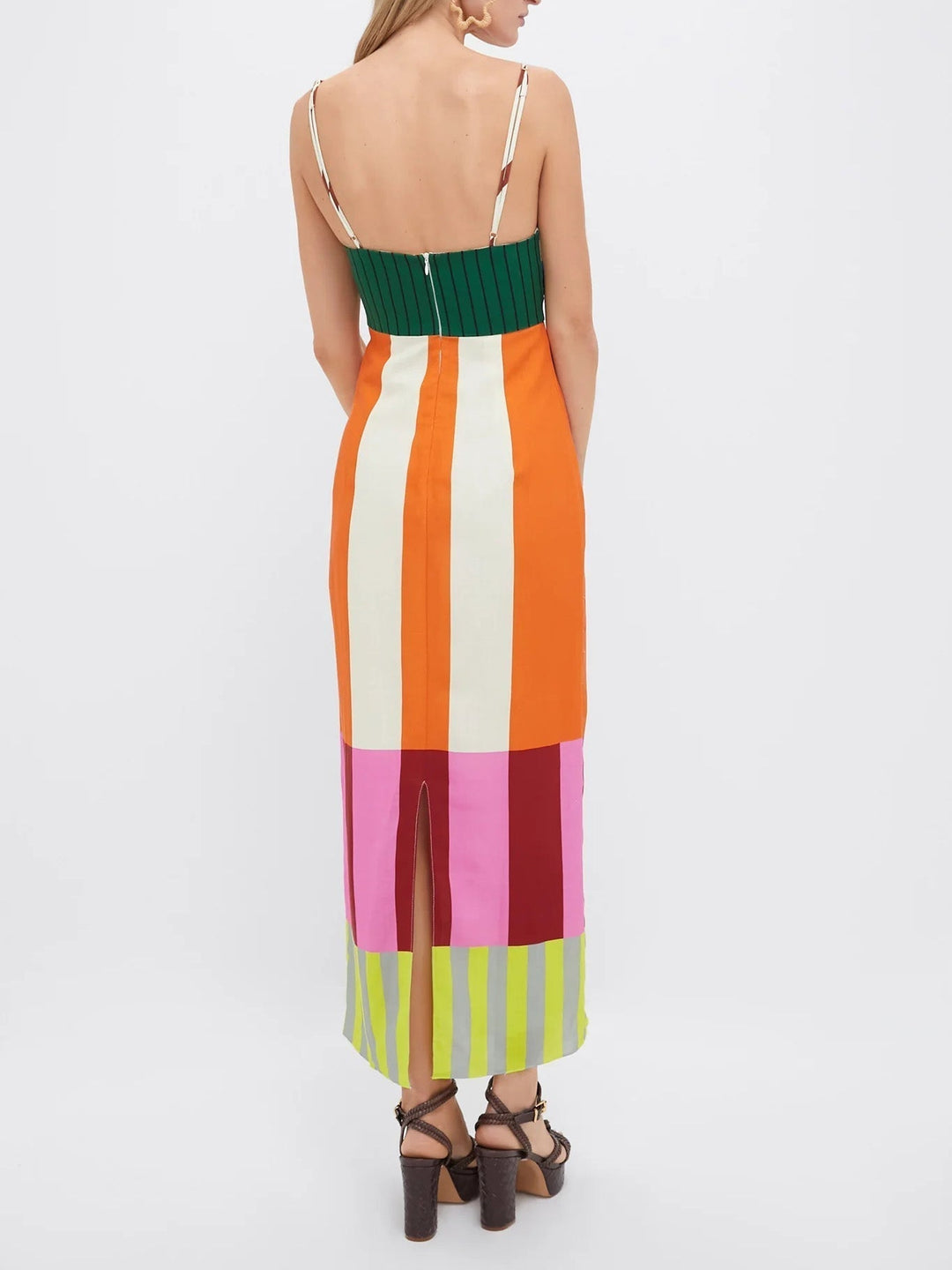 Elegantes Sommerkleid Damen gestreift Spaghettiträger