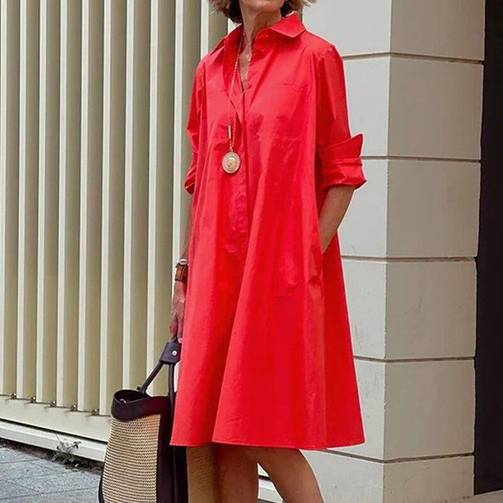 Sommerkleid Damen langarm mit Kragen