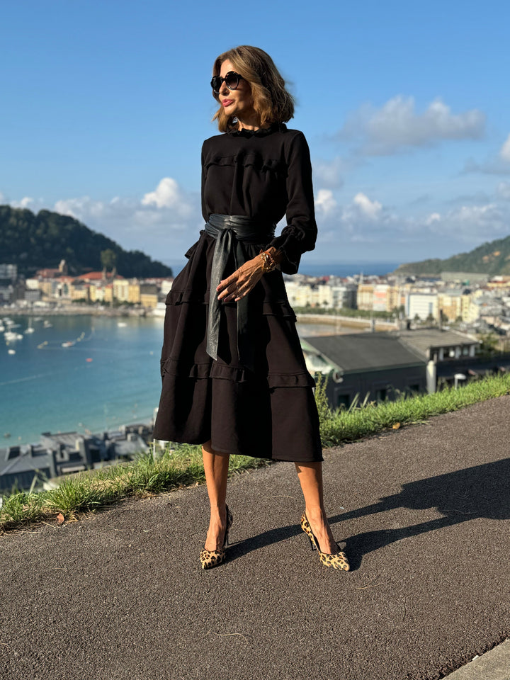 Damenkleid aus ägyptischer Baumwolle, schwarz