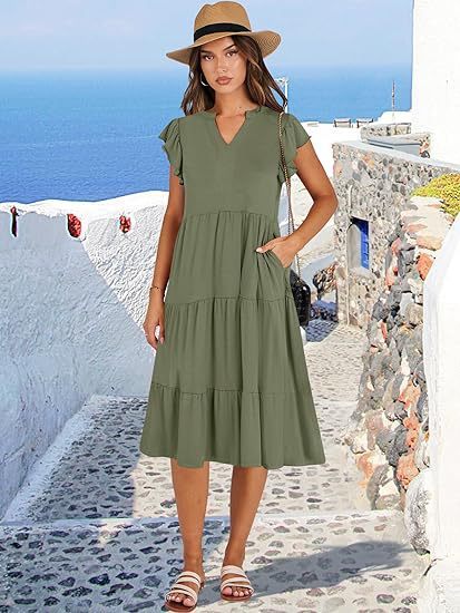 Musselin Kleid Inesa Uni Khaki
