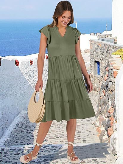 Musselin Kleid Inesa Uni Khaki