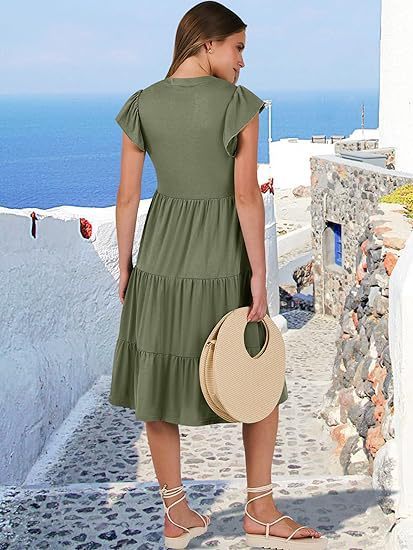 Musselin Kleid Inesa Uni Khaki