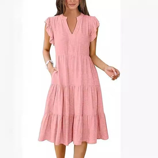 Musselin Kleid Inesa Uni Khaki