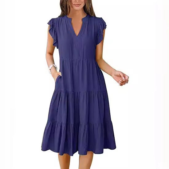 Musselin Kleid Inesa Uni Khaki