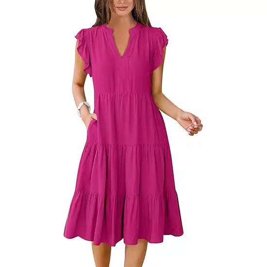 Musselin Kleid Inesa Uni Khaki