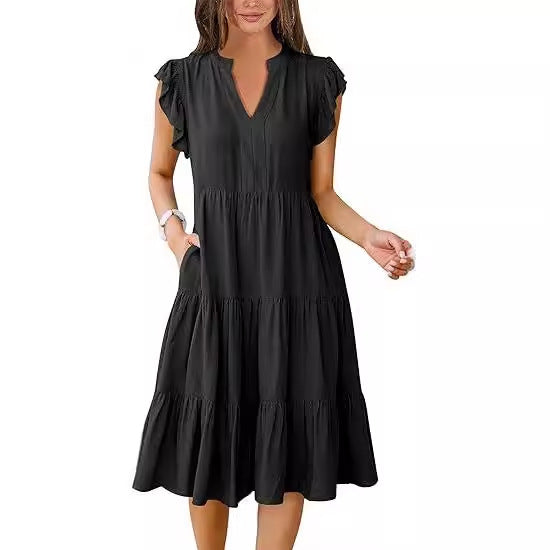 Musselin Kleid Inesa Uni Khaki