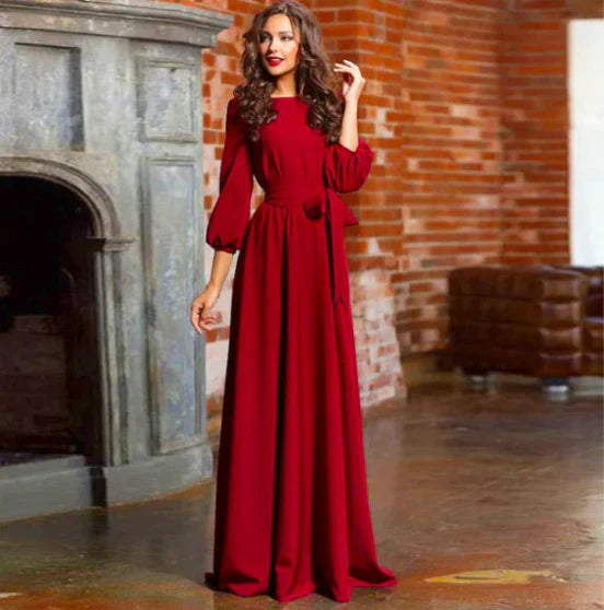 Doris | Damen Maxikleid für Hochzeitsgäste mit fließenden Ärmeln