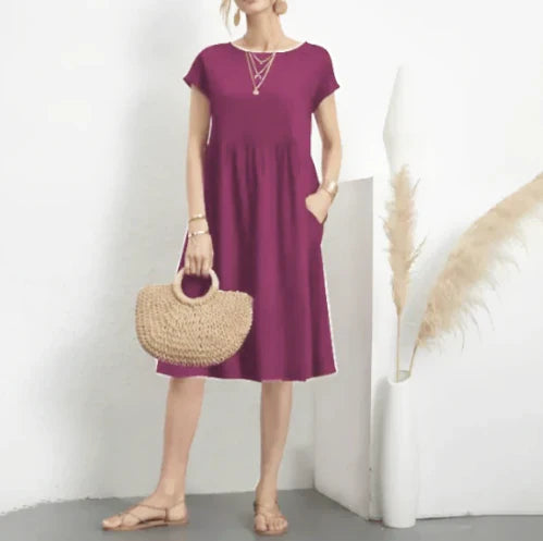 Sommerkleider Damen Kurzarm mit Taschen