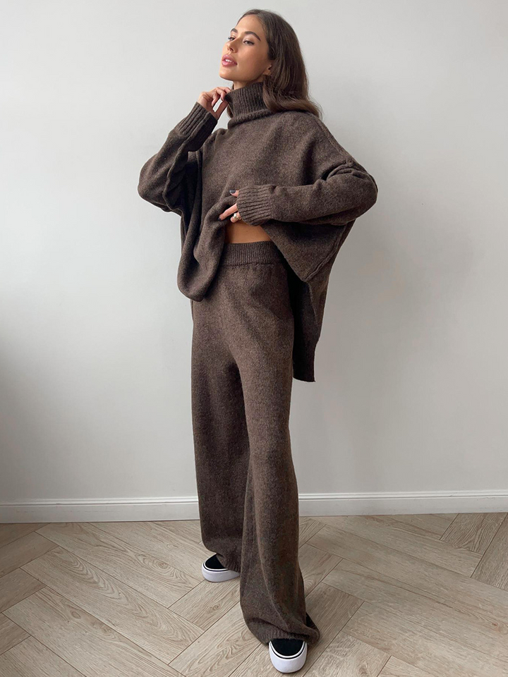 Eva | Damen Gemütliches Oversize Strickpullover Lounge-Set