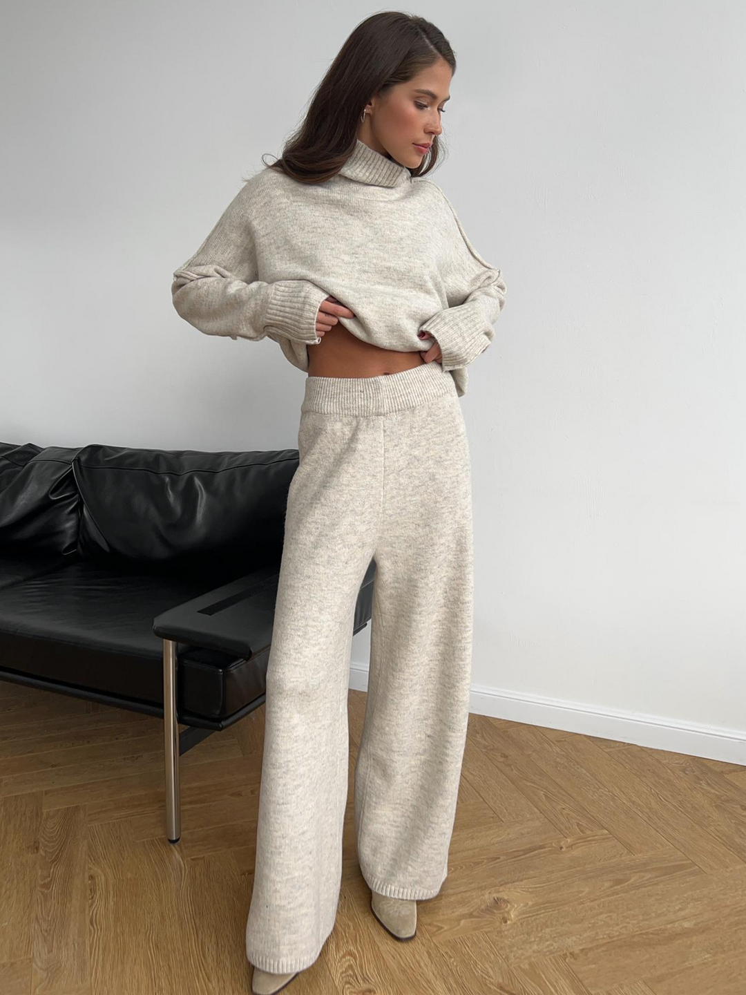 Eva | Damen Gemütliches Oversize Strickpullover Lounge-Set