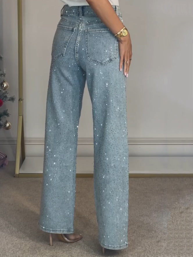 Damenjeans mit Glitzer weitem Bein