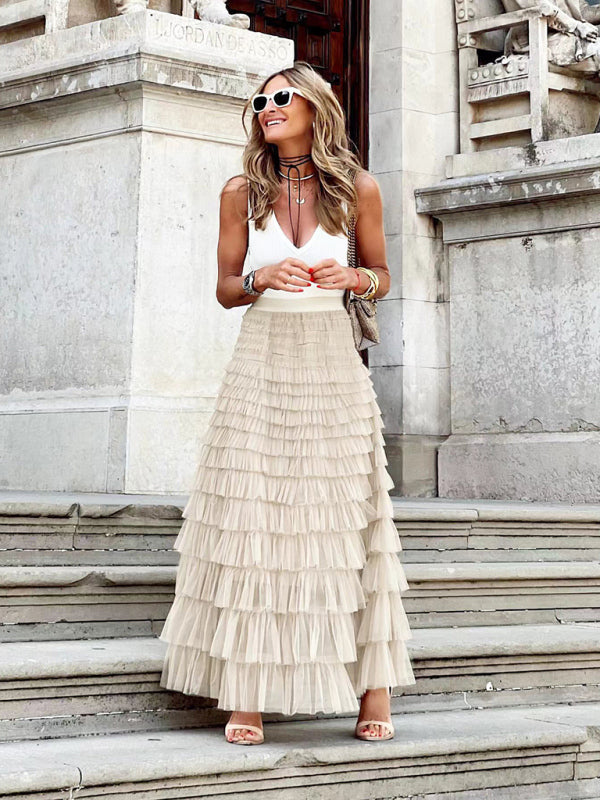 Amelie – Gestufter Damen Maxi-Rock mit Volants