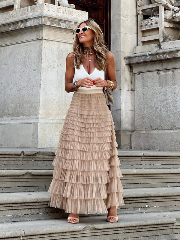 Amelie – Gestufter Damen Maxi-Rock mit Volants