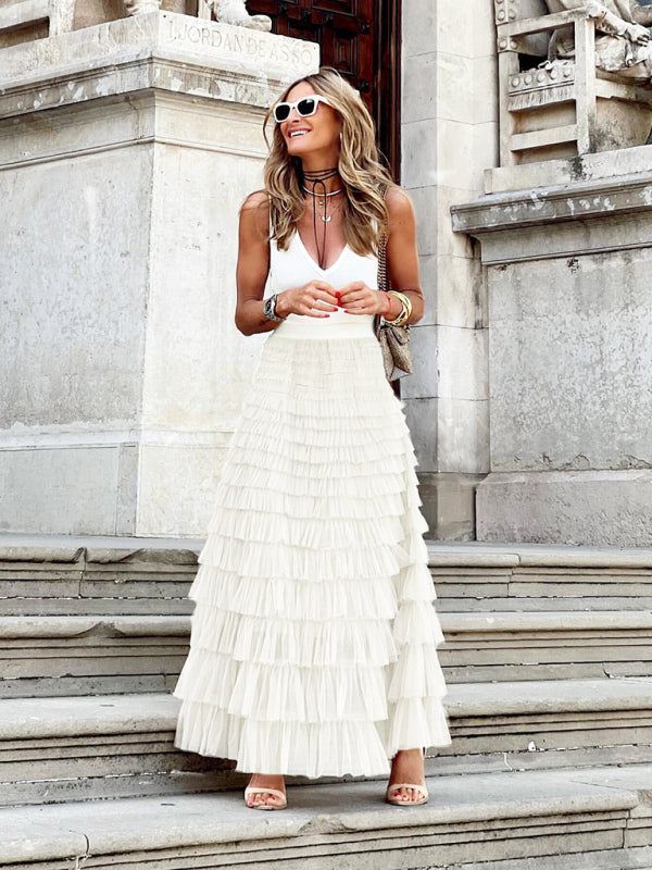 Amelie – Gestufter Damen Maxi-Rock mit Volants