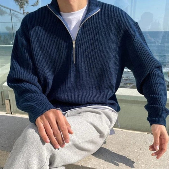 Halbzip Pullover | Strukturierter Schnitt mit Stehkragen