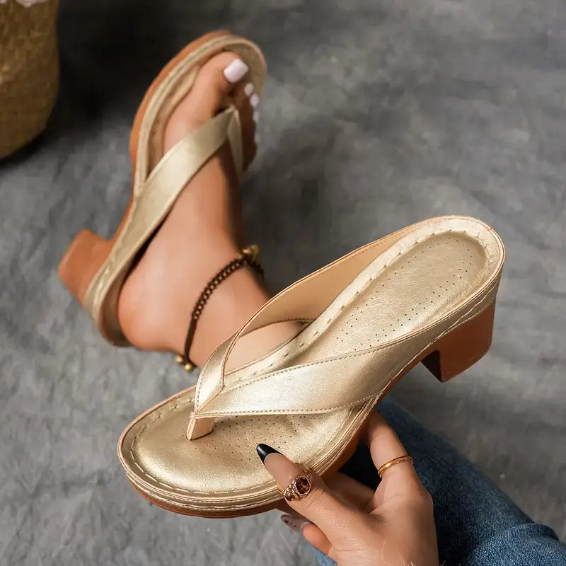 Orthopädische Sandalen mit Absatz für Damen aus veganem Leder