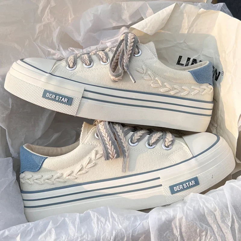 Mädchen-Sneaker aus Canvas mit klobiger Plateausohle | Dicke Sohle