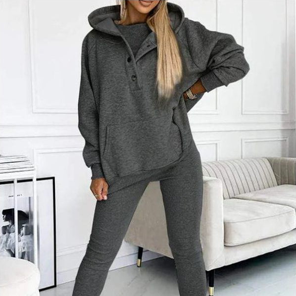 Damen 3-teiliges Loungewear-Set Hoodie