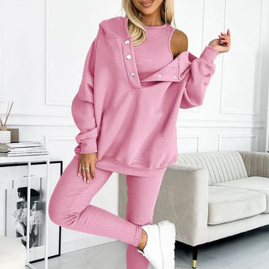 Damen 3-teiliges Loungewear-Set Hoodie