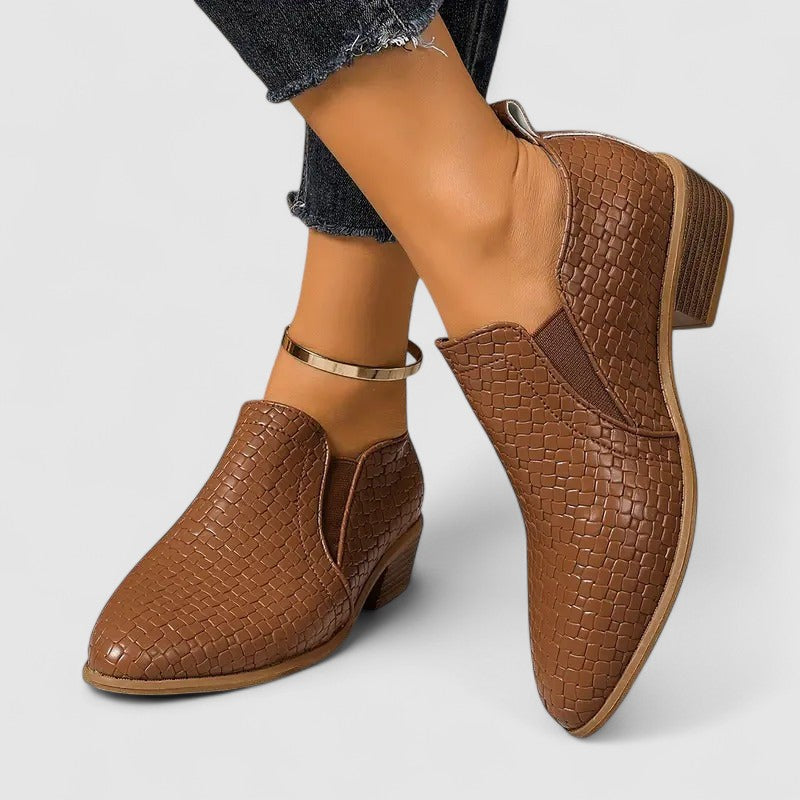 Damen loafers Kroko-Optik Blockabsatz