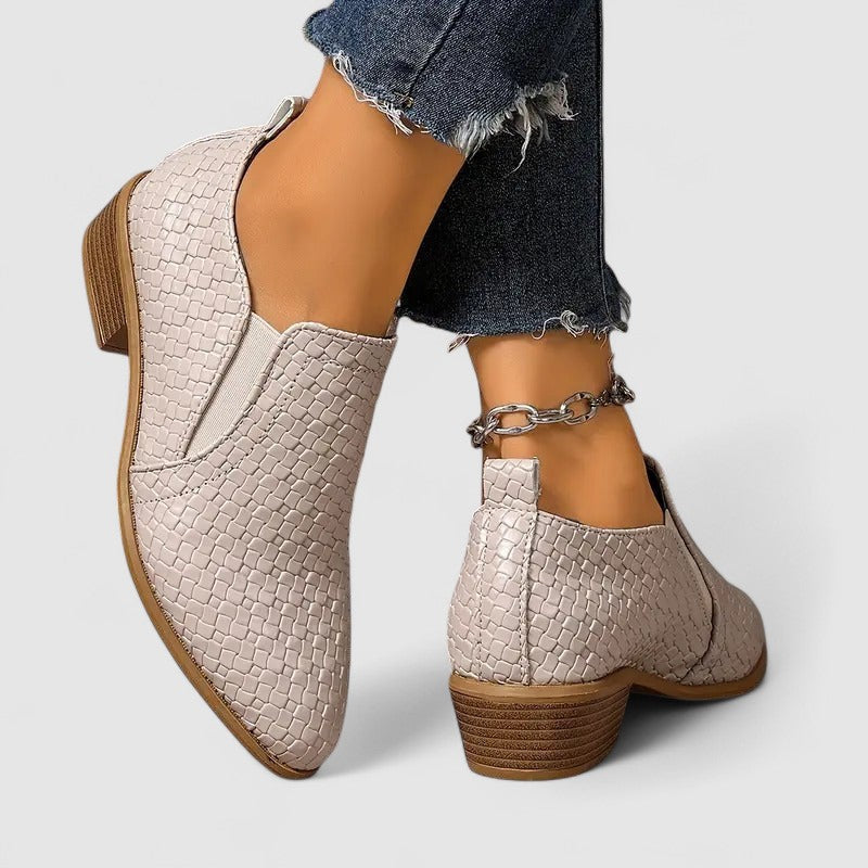 Damen loafers Kroko-Optik Blockabsatz