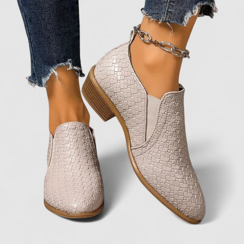 Damen loafers Kroko-Optik Blockabsatz