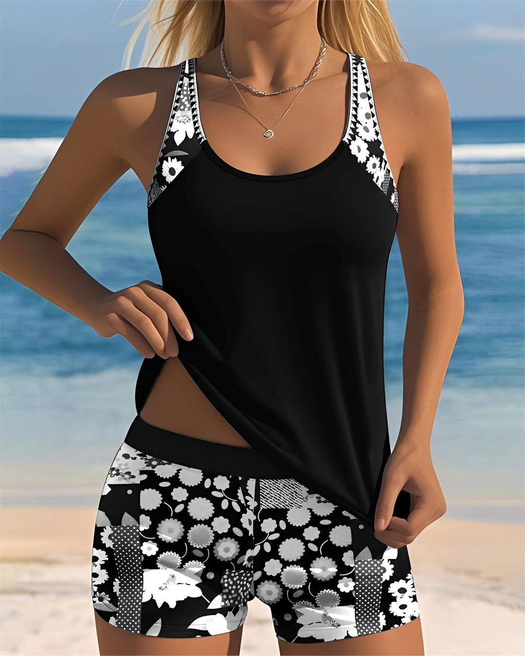 Annie - Stilvolles Tankini-Badeanzug-Set mit Muster für Frauen