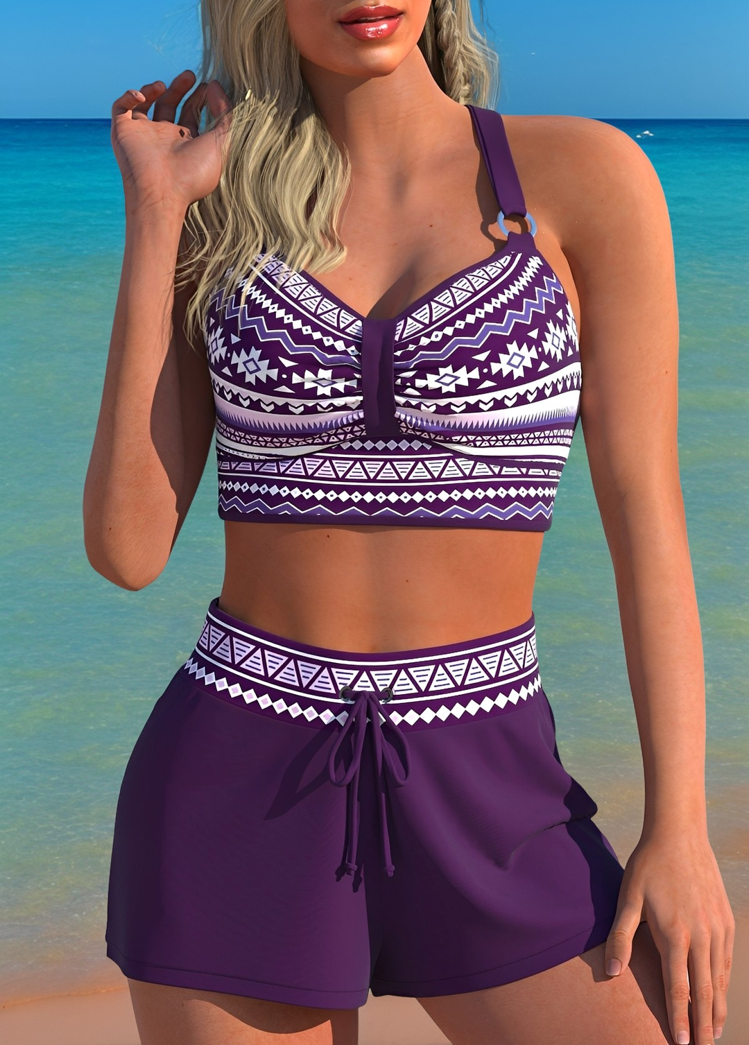 Bailey - Stilvoller Damen-Bikini mit hohem Bund und Muster