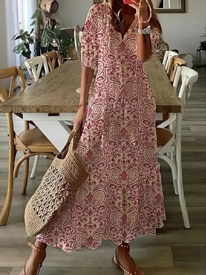 Esther - Bohemian-Maxikleid mit halblangen Ärmeln für Damen