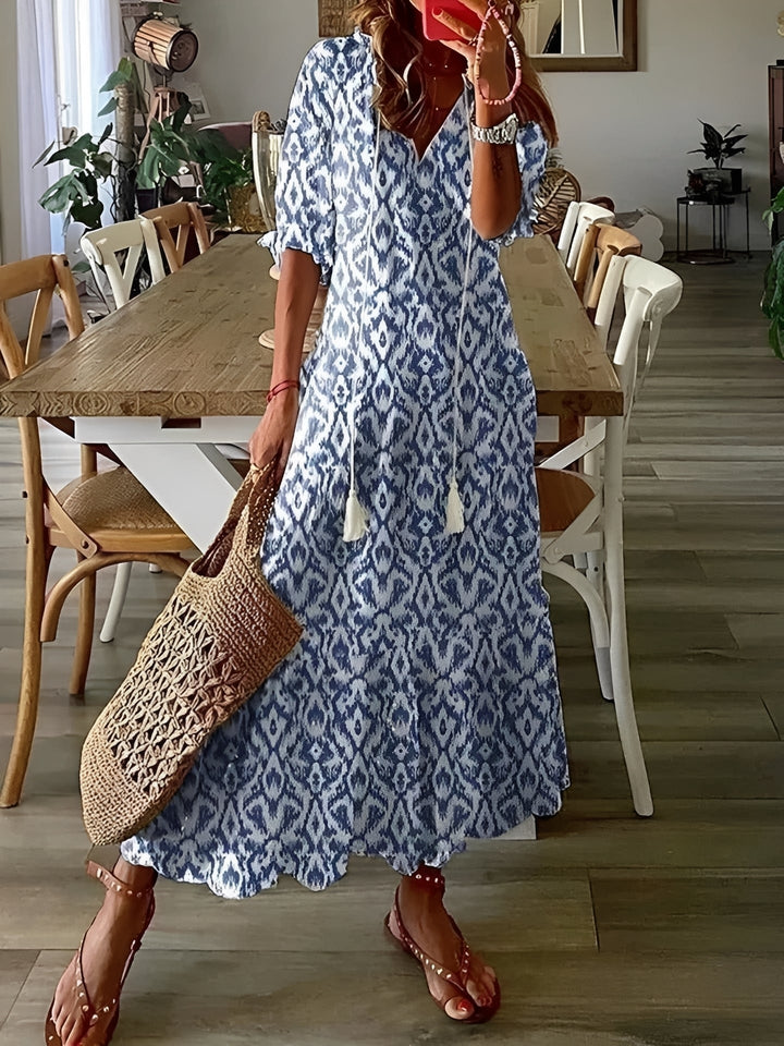Esther - Bohemian-Maxikleid mit halblangen Ärmeln für Damen