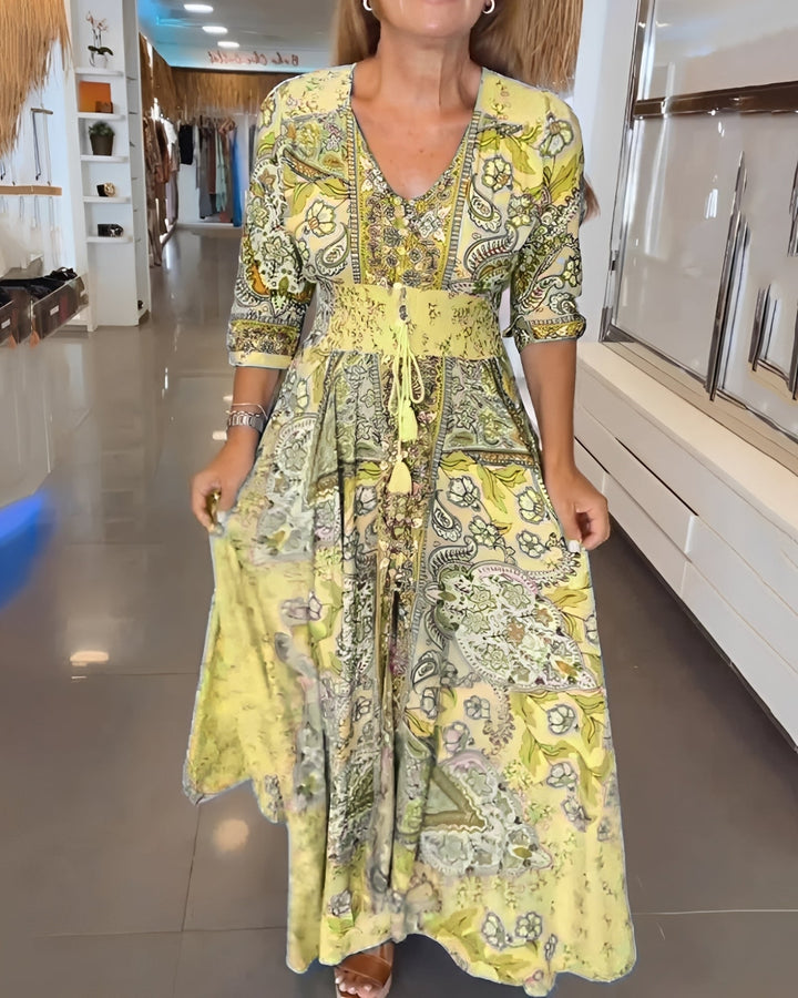 Jasmin - Elegantes Kleid mit V-Ausschnitt und Print für Damen