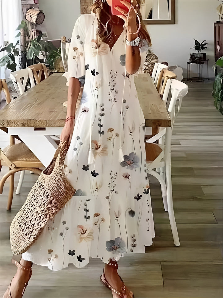 Esther - Bohemian-Maxikleid mit halblangen Ärmeln für Damen