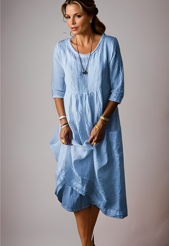 Hazel - Komfortables, locker geschnittenes Damenkleid mit 3/4-Ärmeln