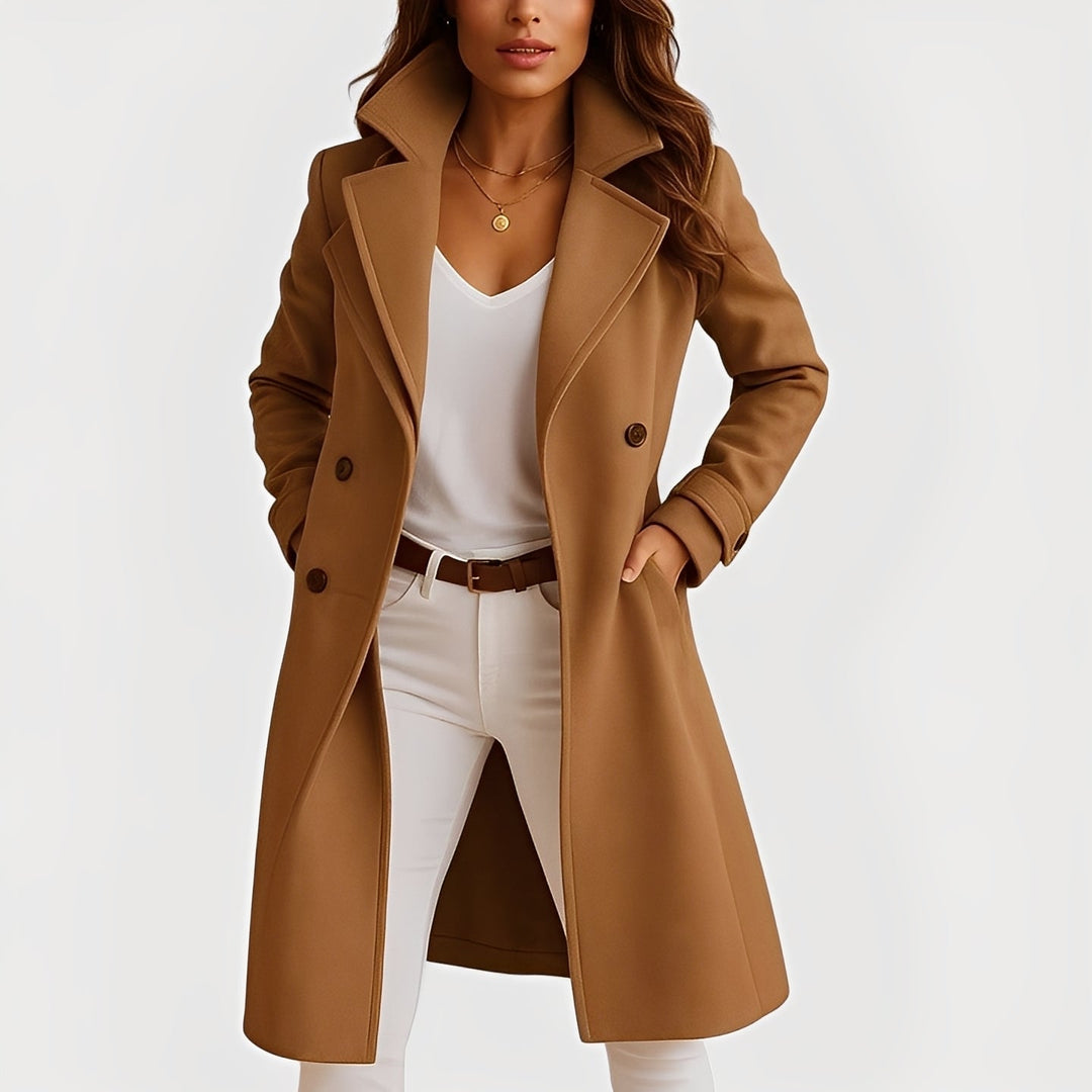 Camille - Eleganter Mantel mit Einreiher-Design und Taschen für Damen