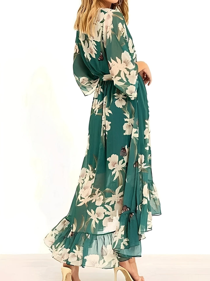 Sandra - Florales, fließendes Maxikleid für Damen
