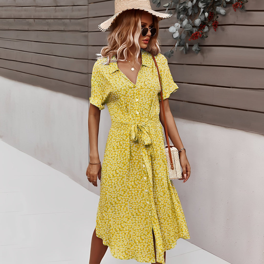 Lily – Elegantes Blumiges Midikleid