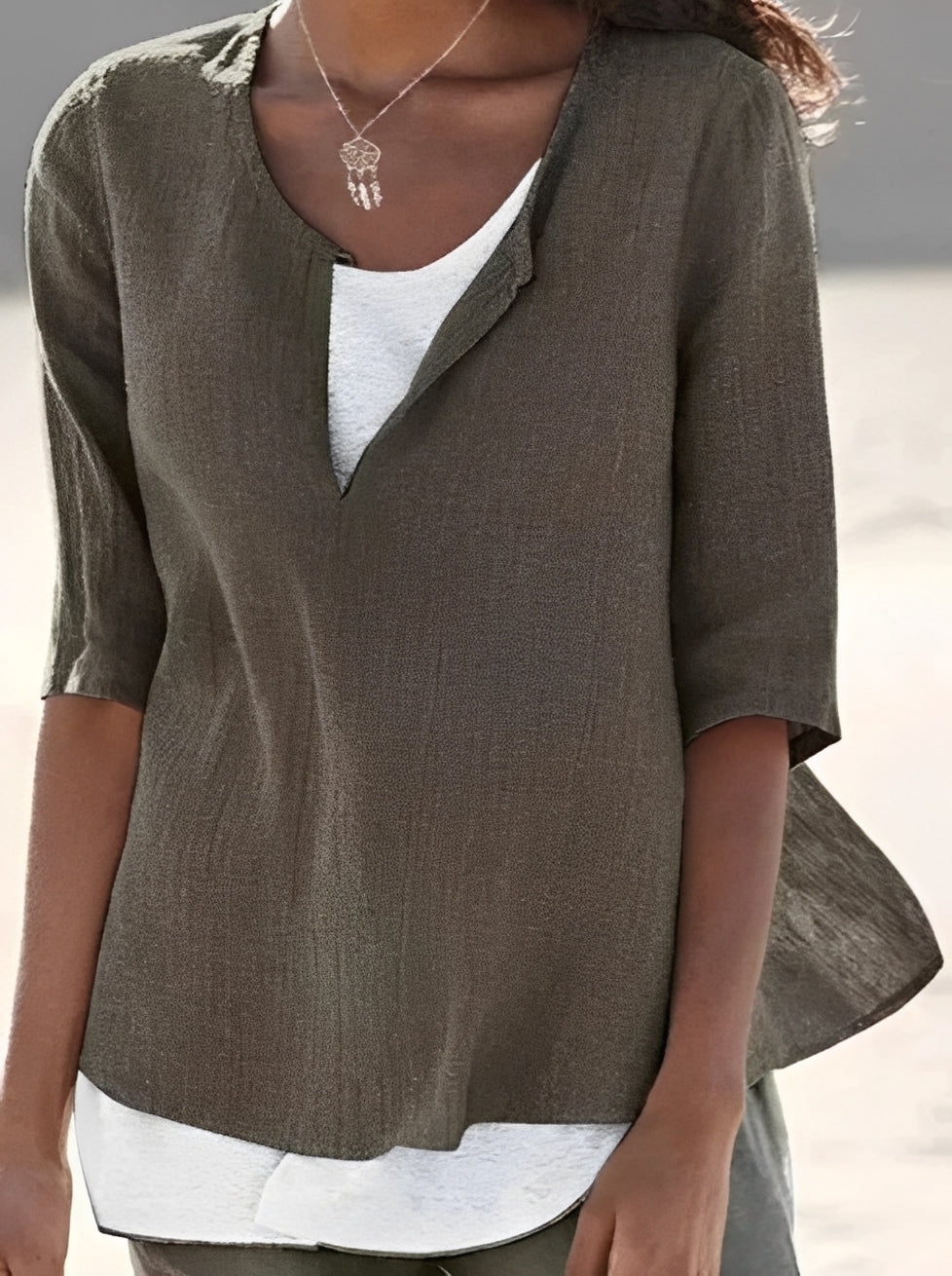 Shania - Elegante Damenbluse im Lagenlook